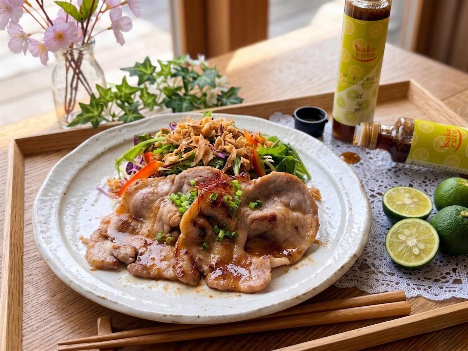 豚ロースのソテー、ぽん酢だれ